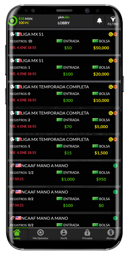 Pickwin celular Lobby